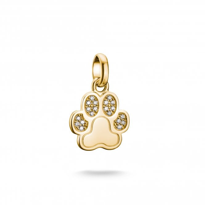 Thomas Sabo  Charm Club Connect CZ Paw Gold Tone Charm Pendant 2 x 1.3cm