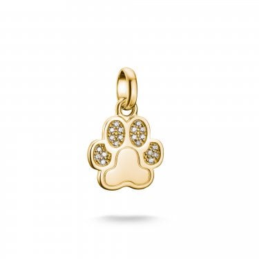 Thomas Sabo Charm Club Connect CZ Paw Gold Tone Charm Pendant 2 x 1.3cm