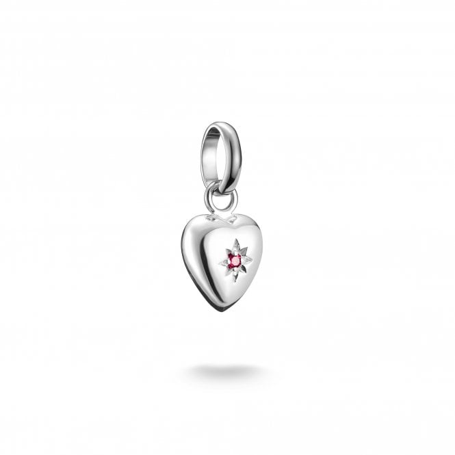 Thomas Sabo  Charm Club Connect Heart with Ruby Star Charm Pendant 1.5 x 0.9cm