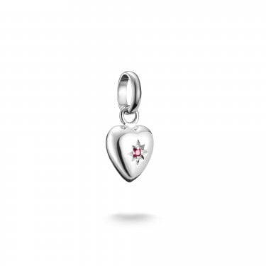 Thomas Sabo Charm Club Connect Heart with Ruby Star Charm Pendant 1.5 x 0.9cm