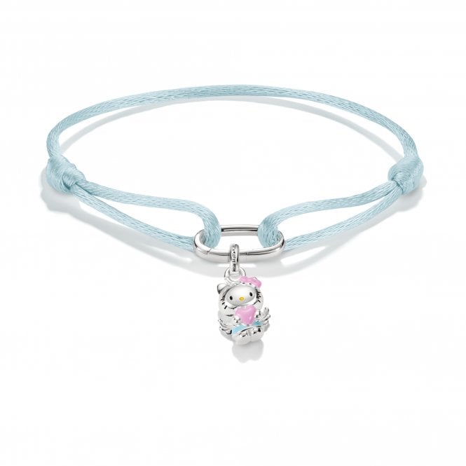 Thomas Sabo  Charm Club Connect Hello Kitty Blue Textile Bracelet with Charm 1.8 x 0.9cm, 14-24cm