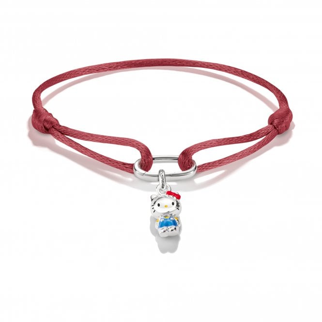 Thomas Sabo  Charm Club Connect Hello Kitty Red Textile Bracelet with Charm 1.8 x 0.8cm, 14-24cm