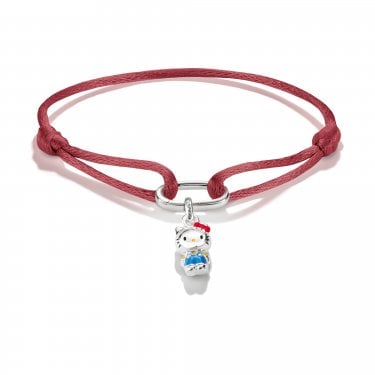 Thomas Sabo Charm Club Connect Hello Kitty Red Textile Bracelet with Charm 1.8 x 0.8cm, 14-24cm