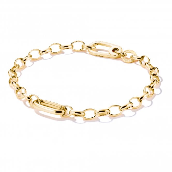 Thomas Sabo  Charm Club Connect Oval Link Gold Tone Charm Bracelet 0.8 x 1.6cm, 17cm