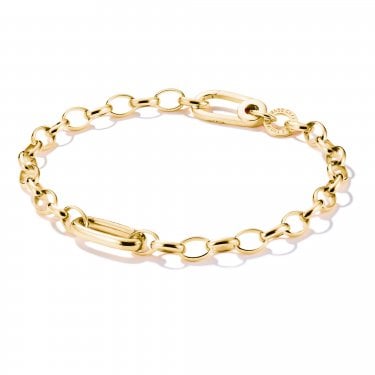 Thomas Sabo Charm Club Connect Oval Link Gold Tone Charm Bracelet 0.8 x 1.6cm, 17cm
