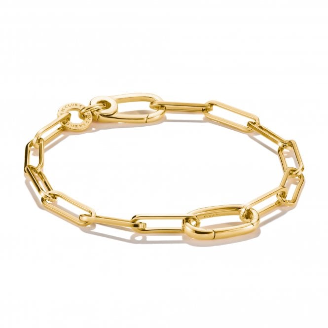 Thomas Sabo  Charm Club Connect Paperclip Link Gold Tone Charm Bracelet 0.8 x 1.6cm, 19cm