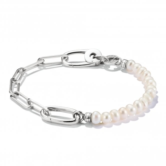 Thomas Sabo  Charm Club Connect Paperclip Link & Pearls Charm Bracelet 0.8 x 1.6cm, 17cm