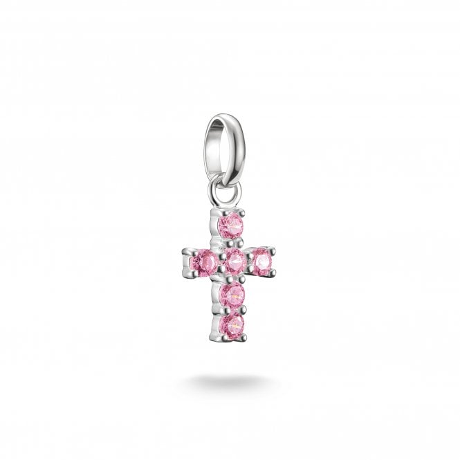 Thomas Sabo  Charm Club Connect Pink CZ Cross Charm Pendant 2 x 0.9cm