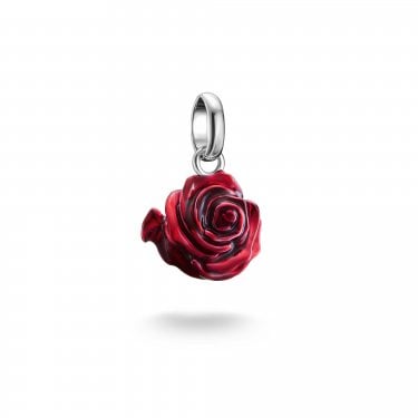 Thomas Sabo Charm Club Connect Red Rose Blossom Charm Pendant 1.8 x 1.1cm