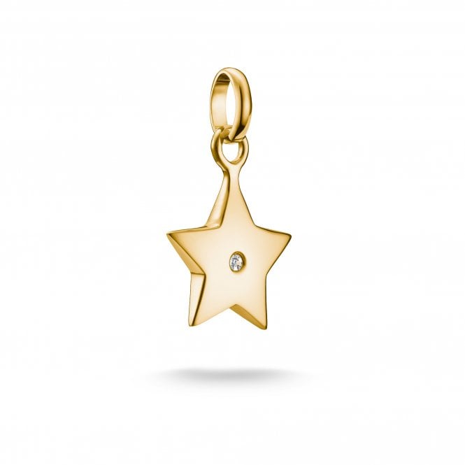 Thomas Sabo  Charm Club Connect Star with CZ Gold Tone Charm Pendant 2.2 x 1.4cm