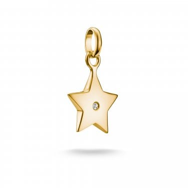 Thomas Sabo Charm Club Connect Star with CZ Gold Tone Charm Pendant 2.2 x 1.4cm