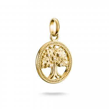 Thomas Sabo Charm Club Connect Tree of Love with CZ Gold Tone Charm Pendant 2.4 x 1.6cm