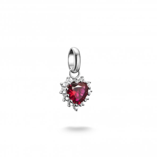 Thomas Sabo  Charm Club Connect True Romance Ruby CZ Heart Charm Pendant 1.7 x 0.9cm