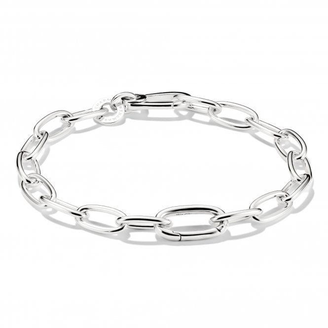 Thomas Sabo  Charm Club Connect Wide Oval Link Charm Bracelet 0.8 x 1.6cm, 17cm