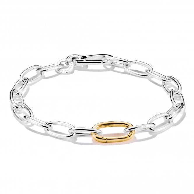 Thomas Sabo  Charm Club Connect Wide Oval Link Two Tone Charm Bracelet 0.8 x 1.6cm, 19cm