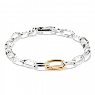Thomas Sabo Charm Club Connect Wide Oval Link Two Tone Charm Bracelet 0.8 x 1.6cm, 19cm