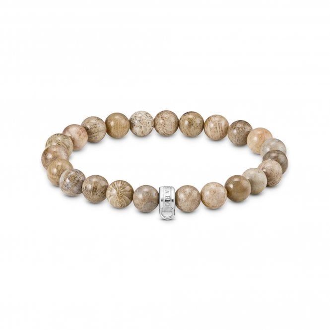 Thomas Sabo  Charm Club Original Oval Daisy Jasper Beads Charm Bracelet 0.8cm, 17cm