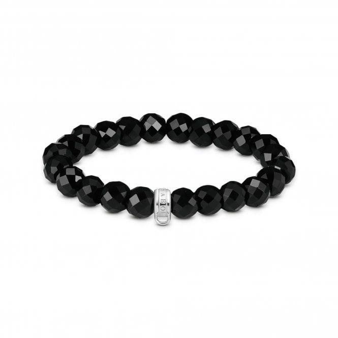 Thomas Sabo  Charm Club Original Oval Obsidian Beads Charm Bracelet 0.9cm, 15cm