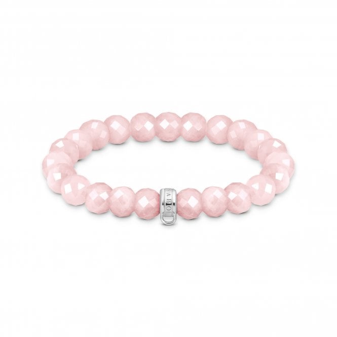 Thomas Sabo  Charm Club Original Oval Rose Quartz Beads Charm Bracelet 0.9cm, 17cm