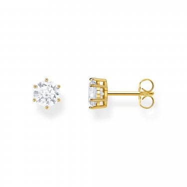 Thomas Sabo Classic CZ Gold Tone Stud Earrings 0.6 x 0.6cm 