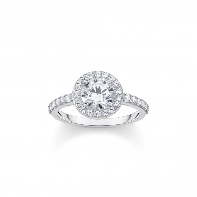 Thomas Sabo  CZ Halo with CZ Shoulders Ring Size 54