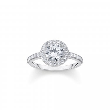 Thomas Sabo CZ Halo with CZ Shoulders Ring Size 54