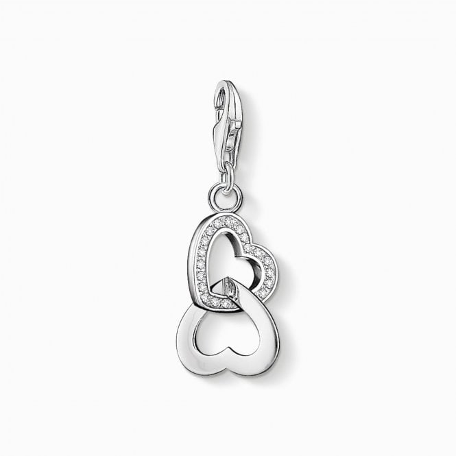 Thomas Sabo  CZ Interlocking Double Hearts Charm 2.5 x 0.9cm