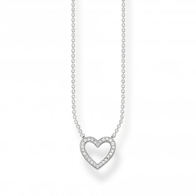 Thomas Sabo  CZ Open Heart Necklace 1 x 1cm, 40-45cm