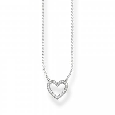 Thomas Sabo CZ Open Heart Necklace 1 x 1cm, 40-45cm