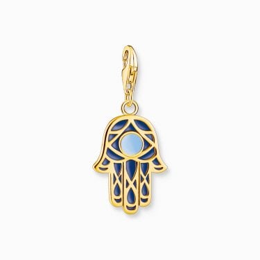 Thomas Sabo Gold Tone Blue Hand of Fatima Charm 3.2 x 1.5cm