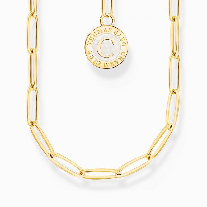 Thomas Sabo  Gold Tone Charm Necklace with White Charmista Disc 45cm