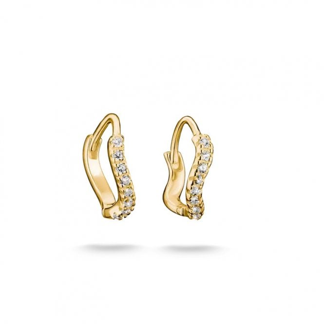 Thomas Sabo  Gold Tone Curved CZ Hoop Earrings 0.2 x 1.1cm