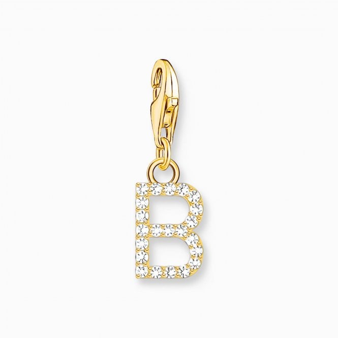 Thomas Sabo  Gold Tone CZ B Initial Charm 2.2 x 0.7cm