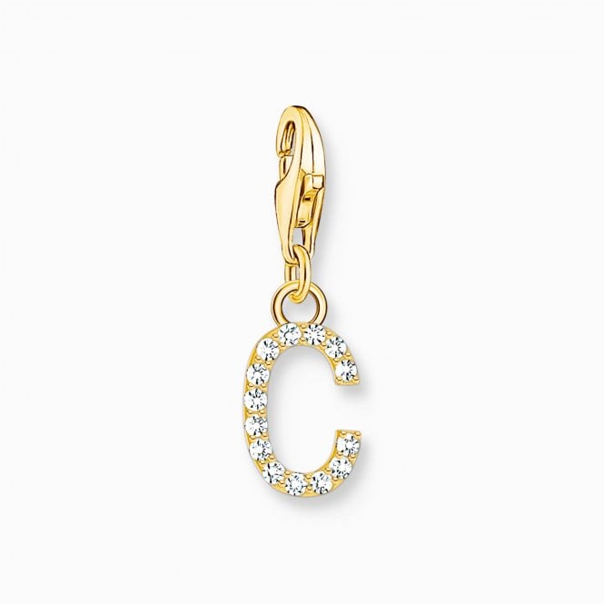 Thomas Sabo  Gold Tone CZ C Initial Charm 2.2 x 0.7cm
