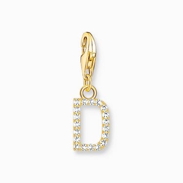 Thomas Sabo Gold Tone CZ D Initial Charm 2.2 x 0.7cm