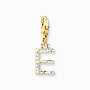 Thomas Sabo Gold Tone CZ E Initial Charm 2.2 x 0.7cm