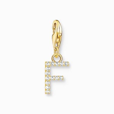 Thomas Sabo Gold Tone CZ F Initial Charm 2.2 x 0.7cm