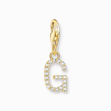 Thomas Sabo Gold Tone CZ G Initial Charm 2.2 x 0.7cm