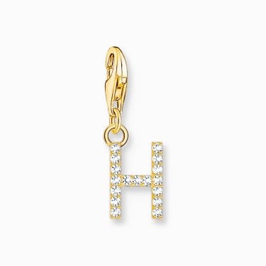 Thomas Sabo Gold Tone CZ H Initial Charm 2.2 x 0.7cm