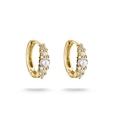 Thomas Sabo Gold Tone CZ Hoop Earrings 0.3 x 1.1cm