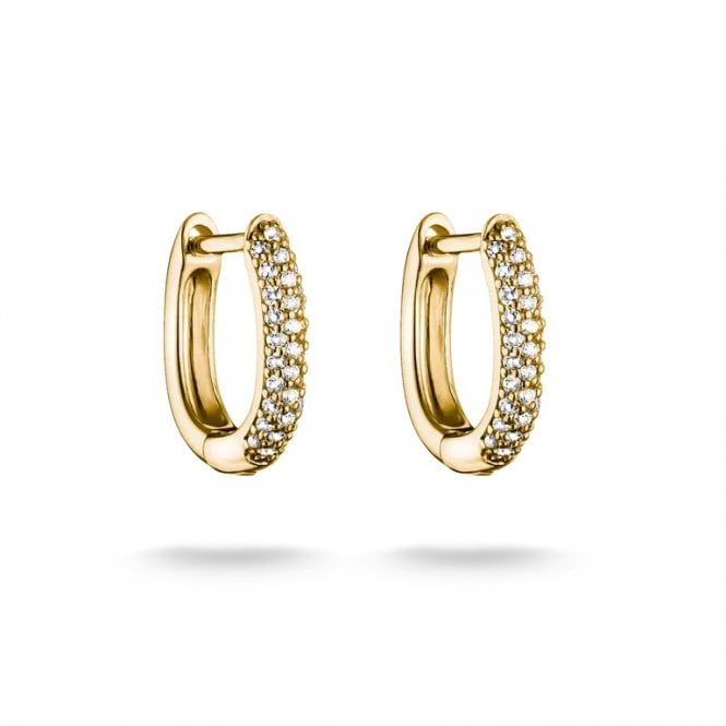 Thomas Sabo  Gold Tone CZ Hoop Earrings, 1.5 x 0.25cm