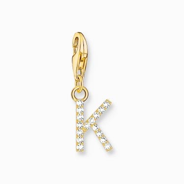 Thomas Sabo Gold Tone CZ K Initial Charm 2.2 x 0.7cm
