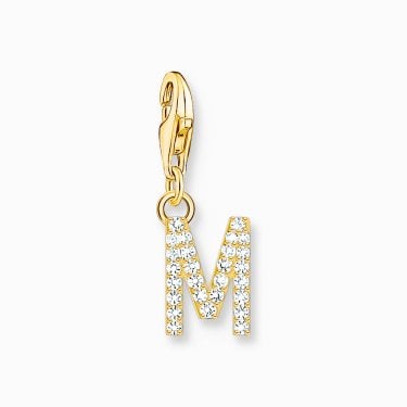 Thomas Sabo Gold Tone CZ M Initial Charm 2.2 x 0.7cm