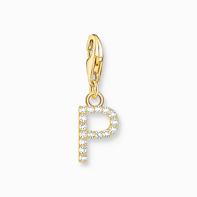 Thomas Sabo  Gold Tone CZ P Initial Charm 2.2 x 0.7cm