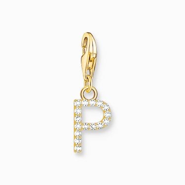 Thomas Sabo Gold Tone CZ P Initial Charm 2.2 x 0.7cm