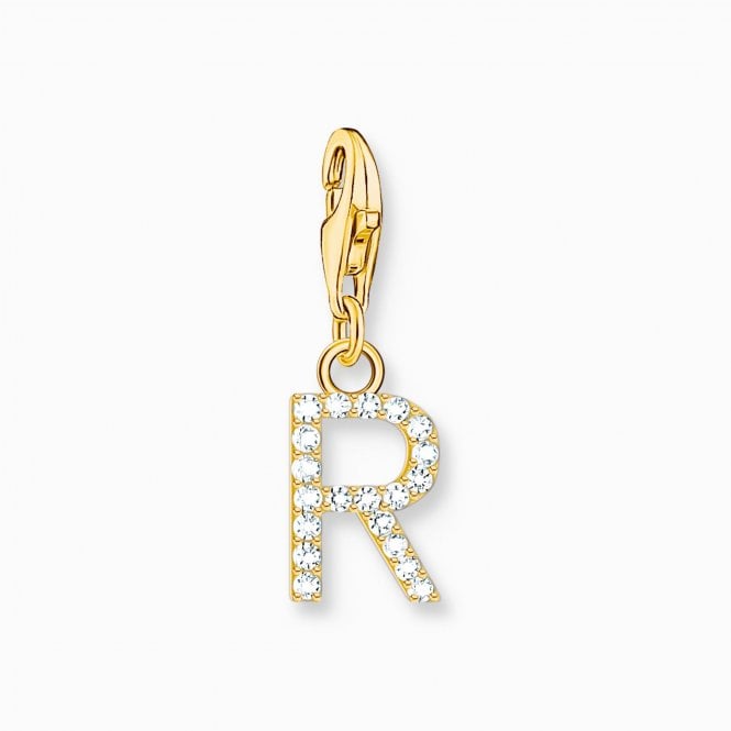 Thomas Sabo  Gold Tone CZ R Initial Charm 2.2 x 0.7cm