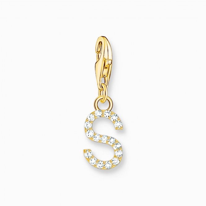 Thomas Sabo  Gold Tone CZ S Initial Charm 2.2 x 0.7cm
