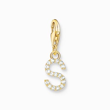 Thomas Sabo Gold Tone CZ S Initial Charm 2.2 x 0.7cm