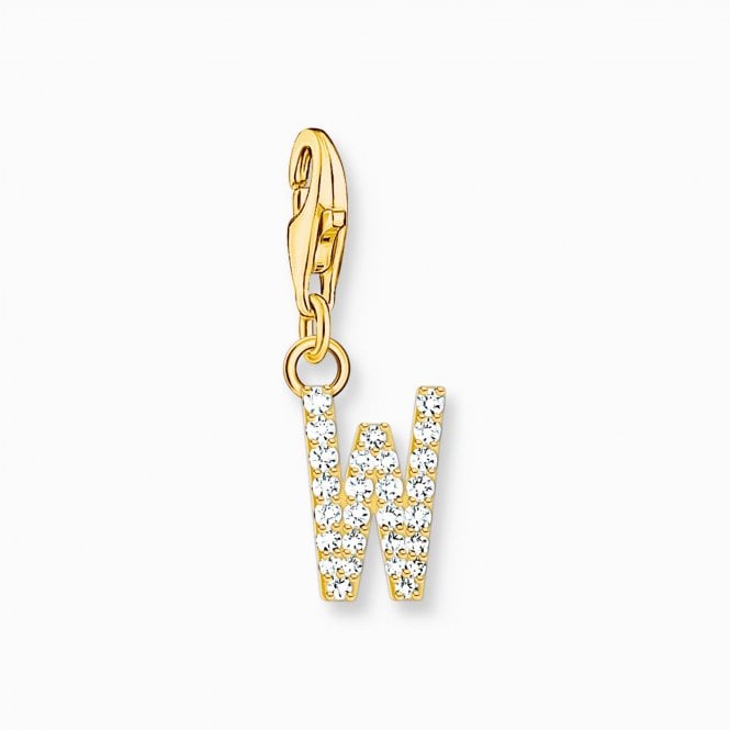 Thomas Sabo  Gold Tone CZ W Initial Charm 2.2 x 0.7cm