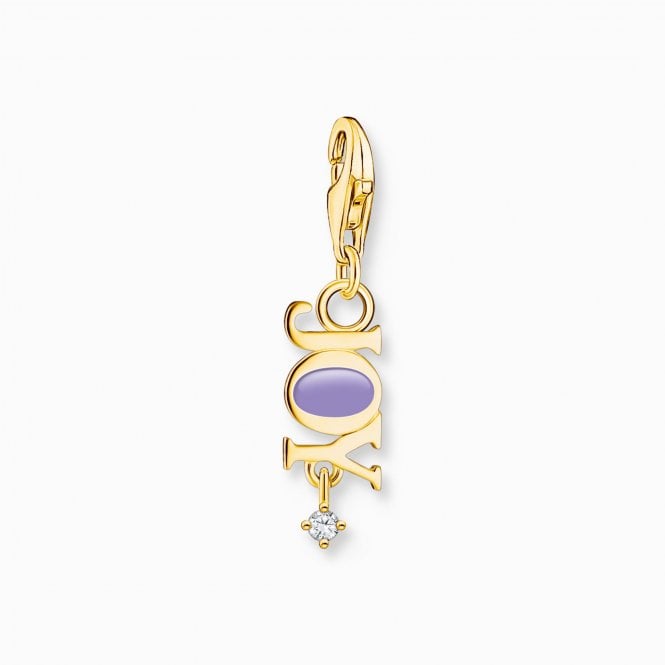 Thomas Sabo  Gold Tone Joy with CZ & Purple Enamel Charm 2.6 x 0.6cm